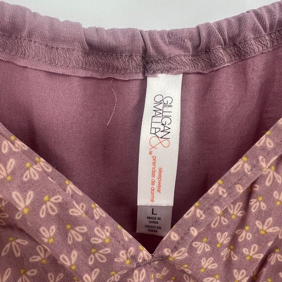 Gilligan & O'Malley Mauve Pink Floral Print 100% Tencel Sleep Tank Women's Large - Picture 2 of 4
